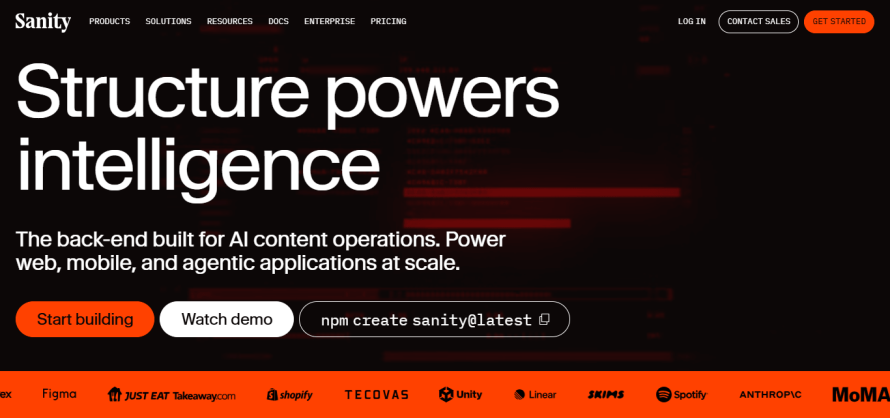 Sanity’s homepage.