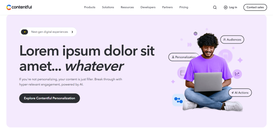 Contentful’s homepage.