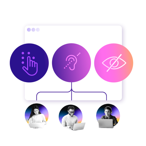 Accessibility CMS illustration showing inclusive user interactions, assistive features, and interface design supporting users with different abilities.